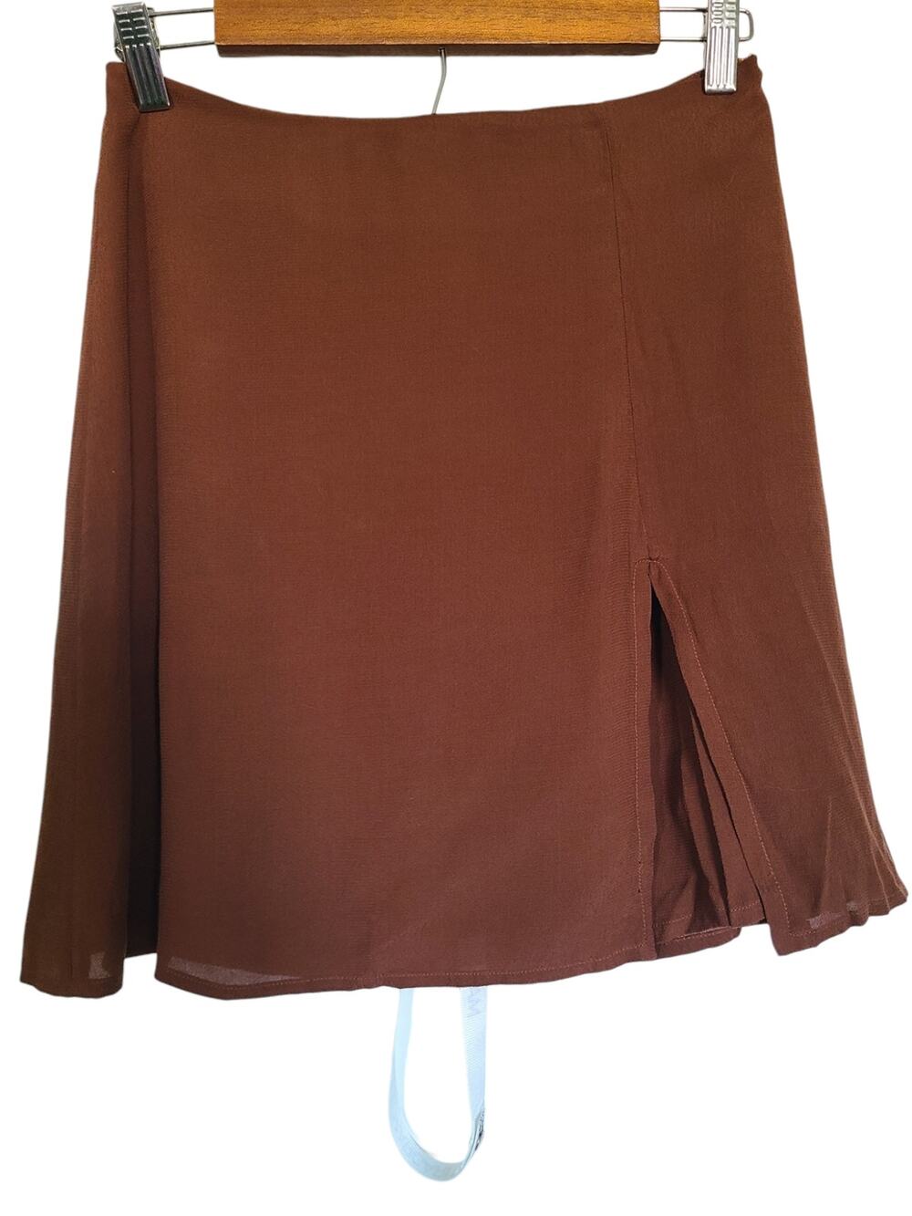 Mar de Margaritas Italian Brown Viscose Mini Skirt with Slit – NWT – Size Medium